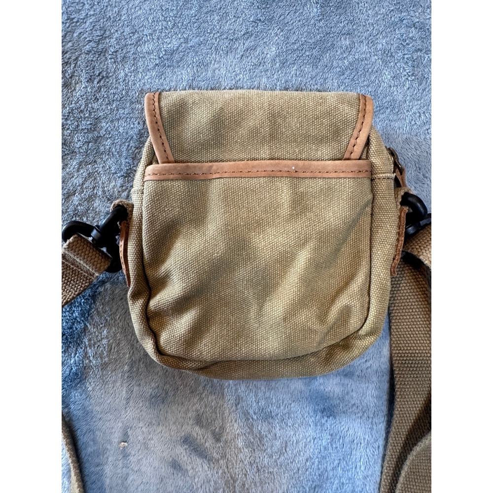 L.L. Bean Canvas Leather Trim Crossbody Bag OS Khaki Magnetic Flap Pocket - Picture 3 of 8